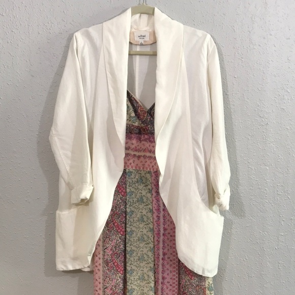 Aritzia Wilfred Cream Open Front Linen Blend Loose Fit Blazer size M - Picture 1 of 9